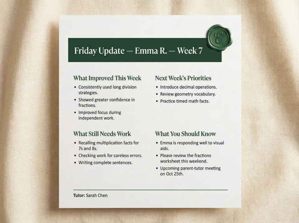 Friday parent update artifact